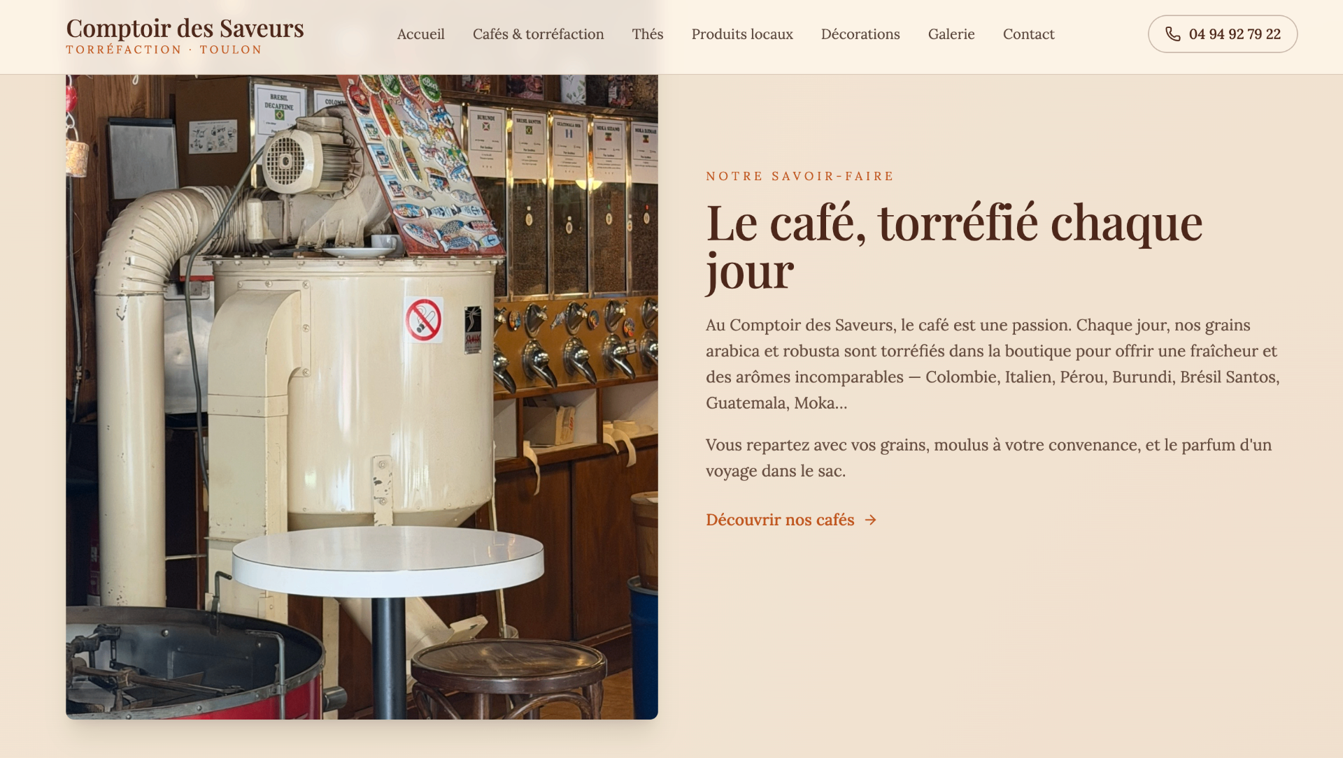 Aperçu du site Atelier café