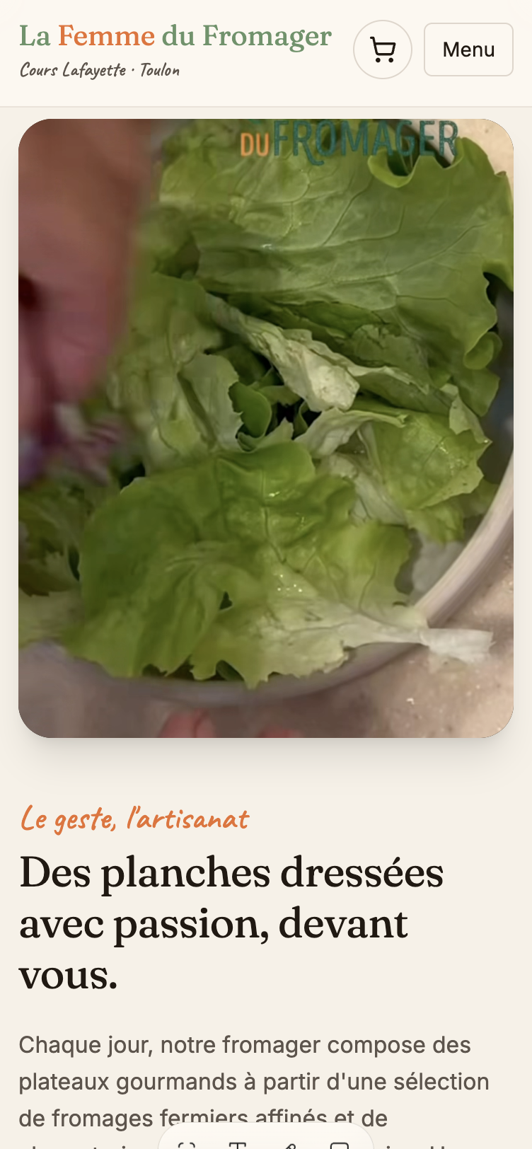 Aperçu du site Fromagerie mobile